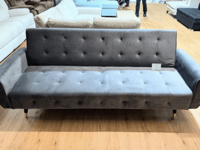 Franklyn 3 Seater Grey Velvet Clic Clac Sofa Bed (Clearance Line)