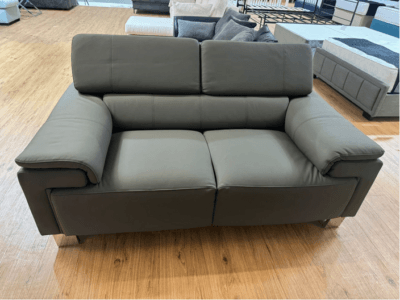 Irene Grey Real Leather Pillow Top Arm Sofa (Clearance Line)