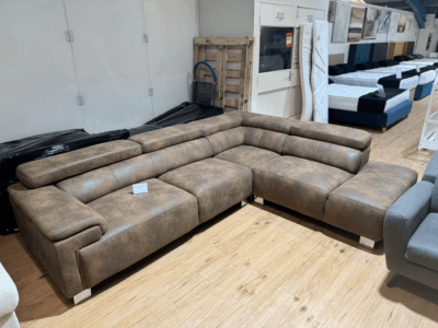 Rosevere Brown Microsuede Reclining Headrest Corner Sofa (Clearance Line)