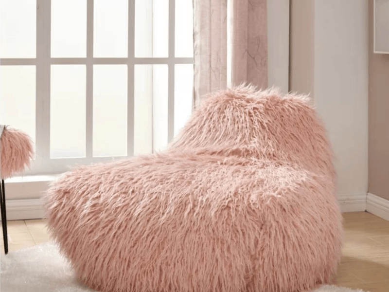 Faux Sheepskin Pink Bean Bag Chair (Clearance Line)
