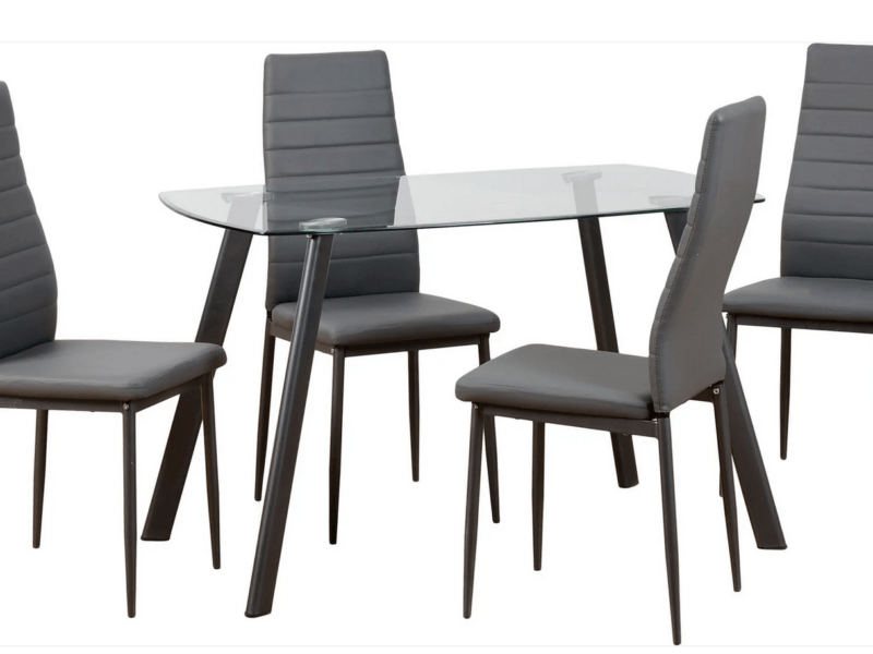ABB Dining Table and Four Grey Chairs Set