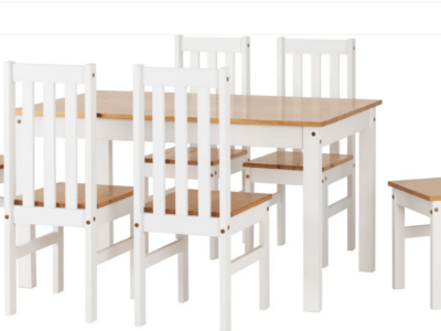 LDLW White and Oak Effect 6 Seater Dining Set