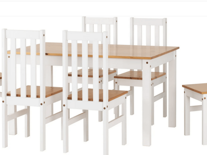 LDLW White and Oak Effect 6 Seater Dining Set