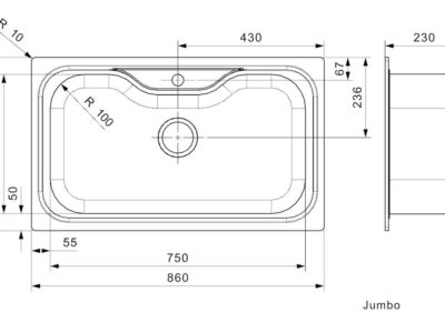 Reginox Jumbo Single Bowl Stainless Steel Inset Sink