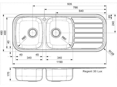 Reginox Regent 30 Lux 2.0 Bowl Stainless Steel Inset Kitchen Sink (RHD)